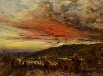  sonne - Linnell John Homeward Bound Sonnenuntergang 1861 Schaf